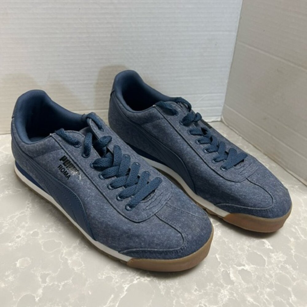 Puma Roma Waxed Denim Sport Life Style Casual sneaker 357629-01 Mens SZ 11